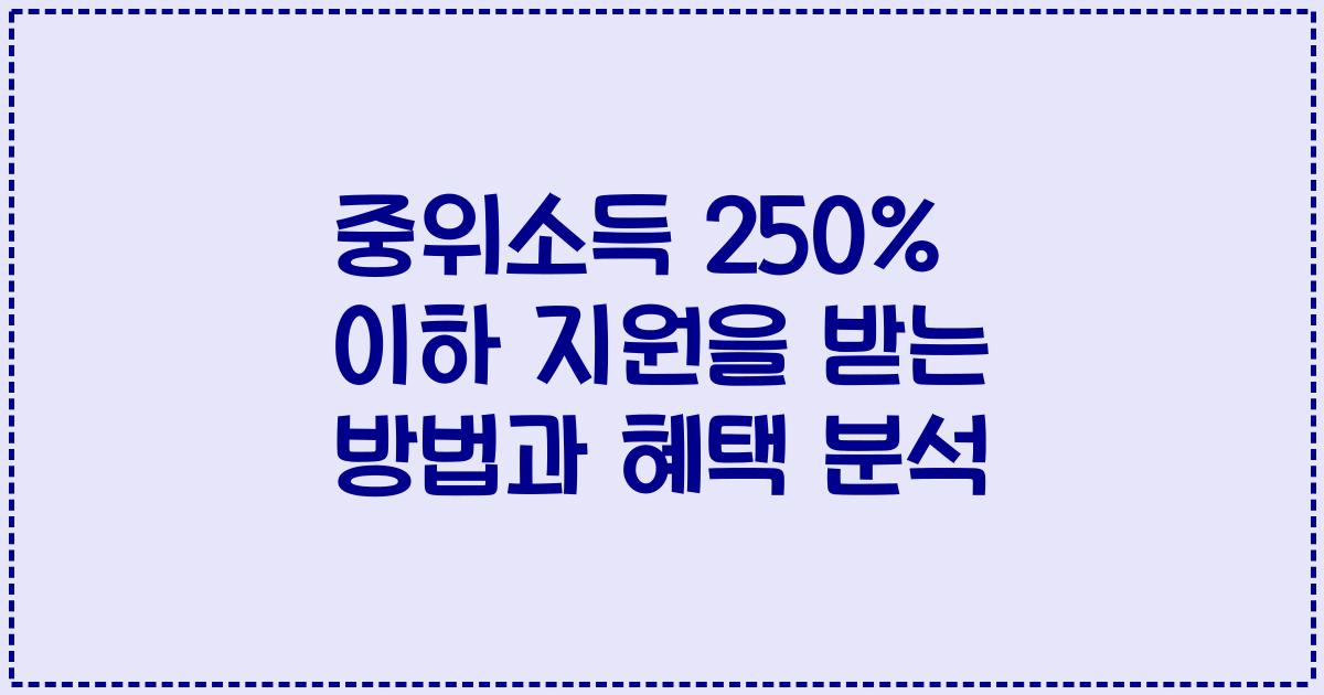 중위소득 250% 이하 지원을 받는 방법과 혜택 분석