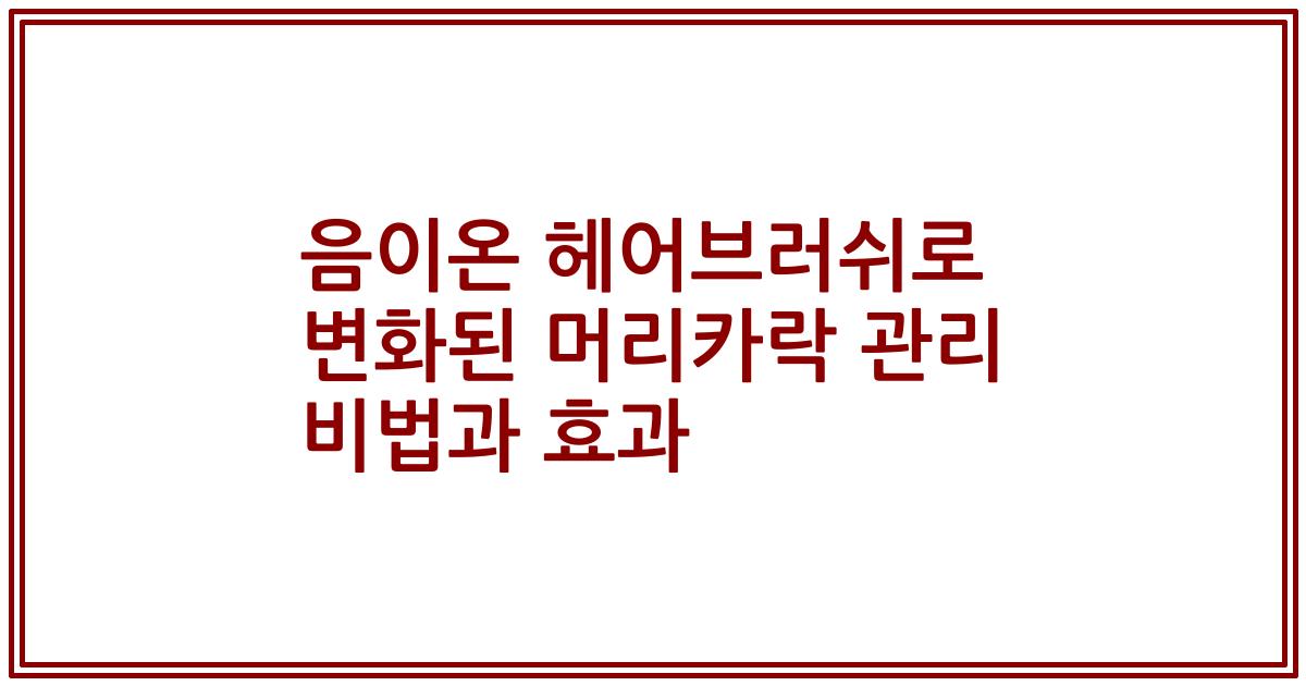 음이온 헤어브러쉬로 변화된 머리카락 관리 비법과 효과