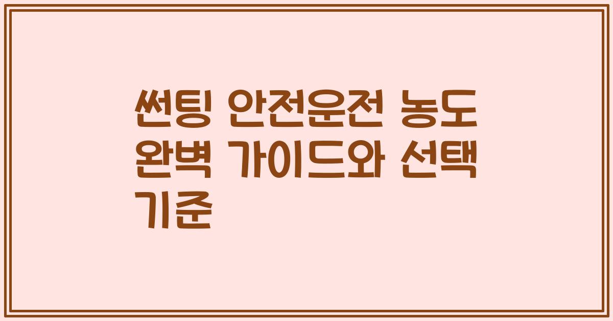 썬팅 안전운전 농도 완벽 가이드와 선택 기준