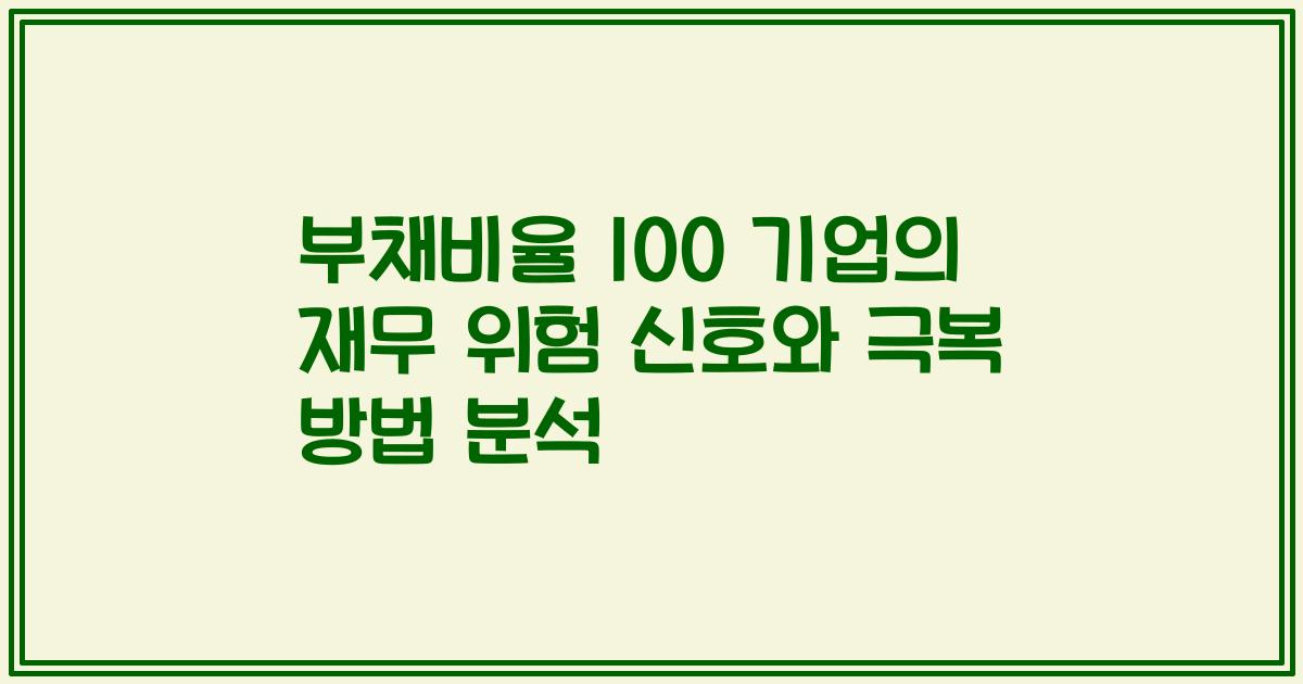 부채비율 100 기업의 재무 위험 신호와 극복 방법 분석