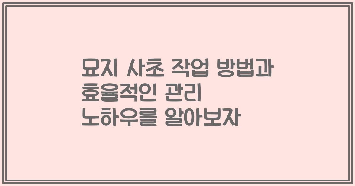 묘지 사초 작업 방법과 효율적인 관리 노하우를 알아보자