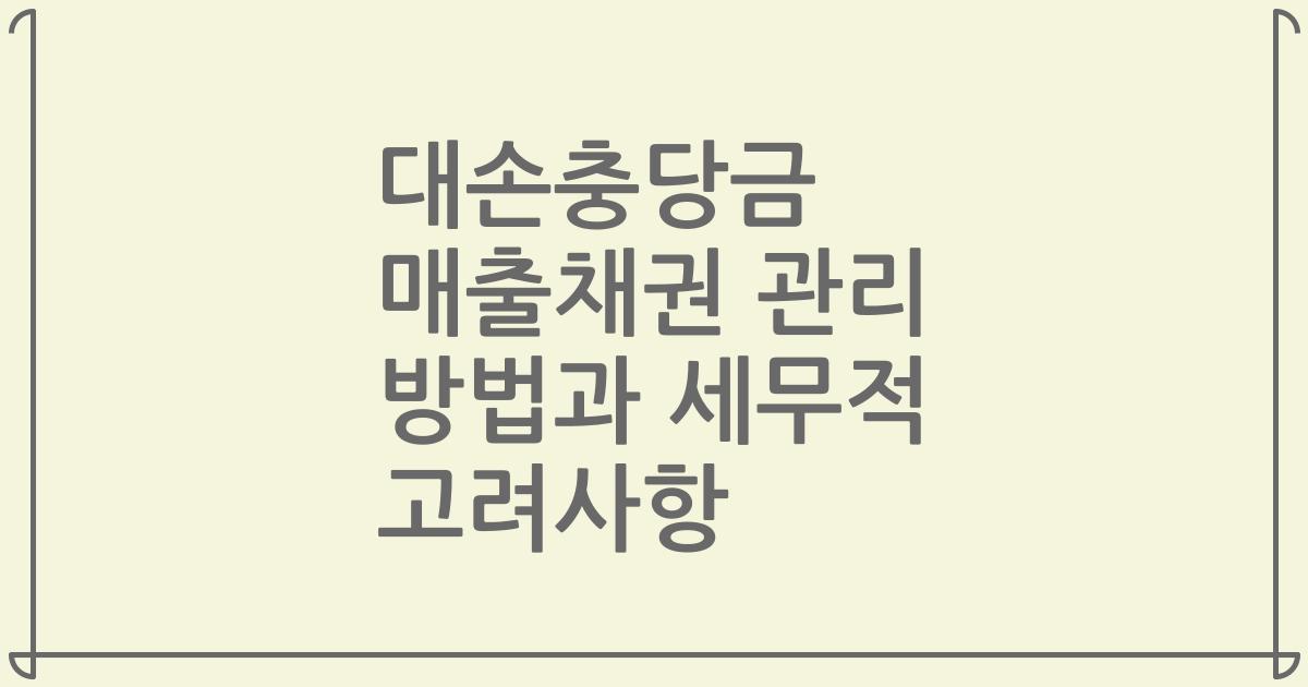 대손충당금 매출채권 관리 방법과 세무적 고려사항