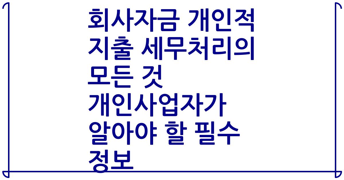 회사자금 개인적 지출 세무처리의 모든 것 개인사업자가 알아야 할 필수 정보