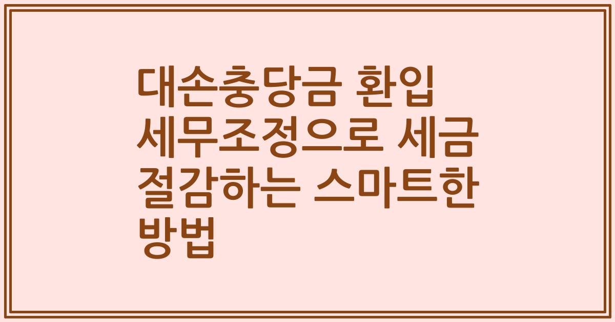 대손충당금 환입 세무조정으로 세금 절감하는 스마트한 방법
