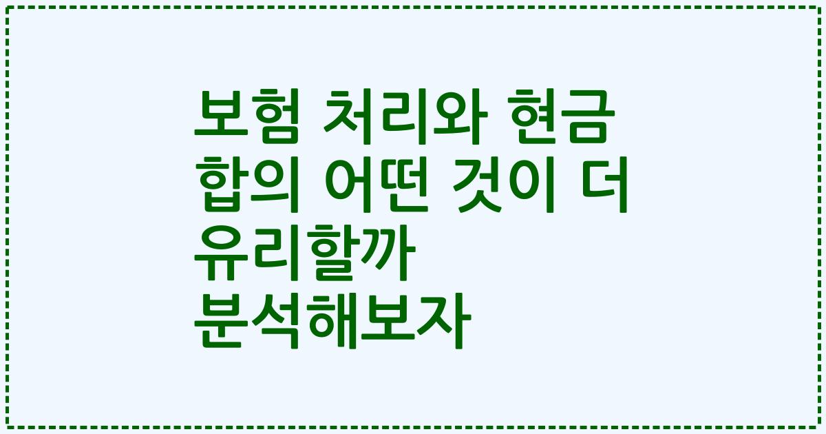 보험 처리와 현금 합의 어떤 것이 더 유리할까 분석해보자
