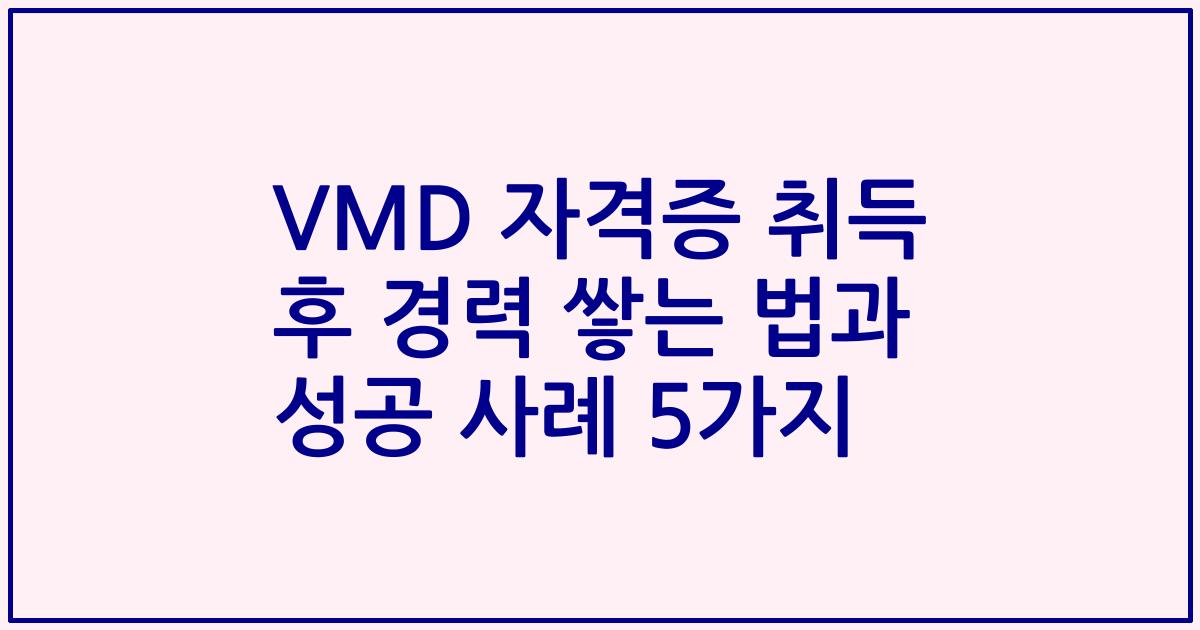 VMD 자격증 취득 후 경력 쌓는 법과 성공 사례 5가지
