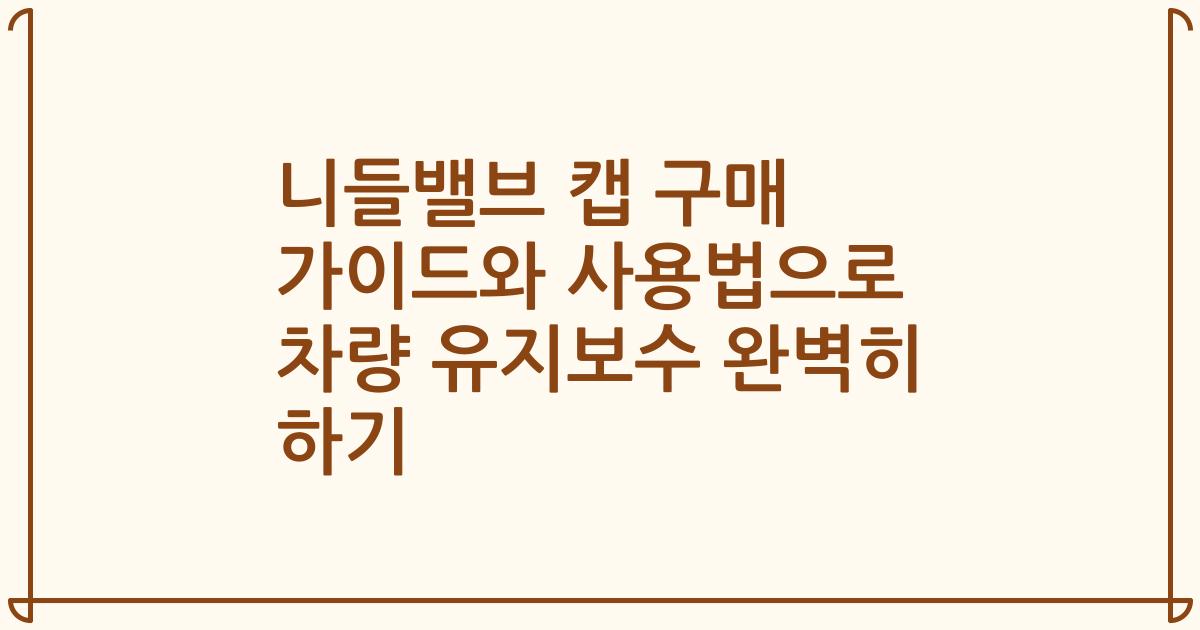 니들밸브 캡 구매 가이드와 사용법으로 차량 유지보수 완벽히 하기
