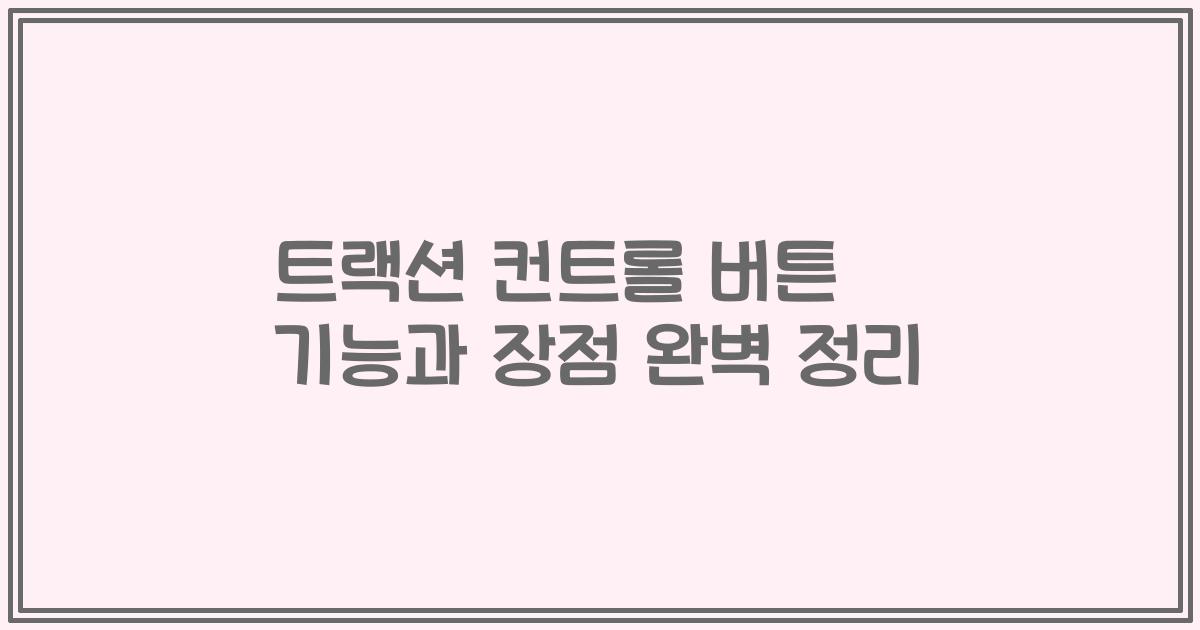 트랙션 컨트롤 버튼 기능과 장점 완벽 정리