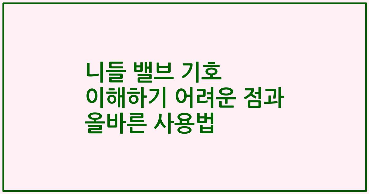니들 밸브 기호 이해하기 어려운 점과 올바른 사용법