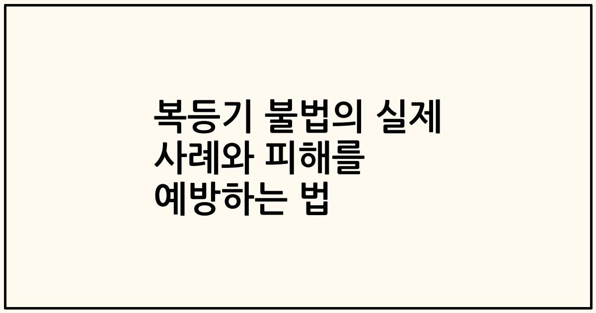 복등기 불법의 실제 사례와 피해를 예방하는 법